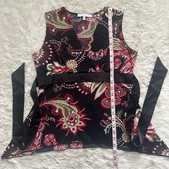 Charlotte Russe Top Sleeveless Surplice Neck Vintage Y2K Floral Paisley Sz L - Picture 9 of 9